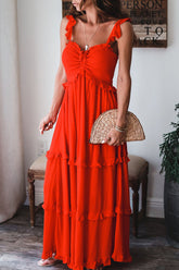 Robes de princesse à bretelles spaghetti et à fentes unies